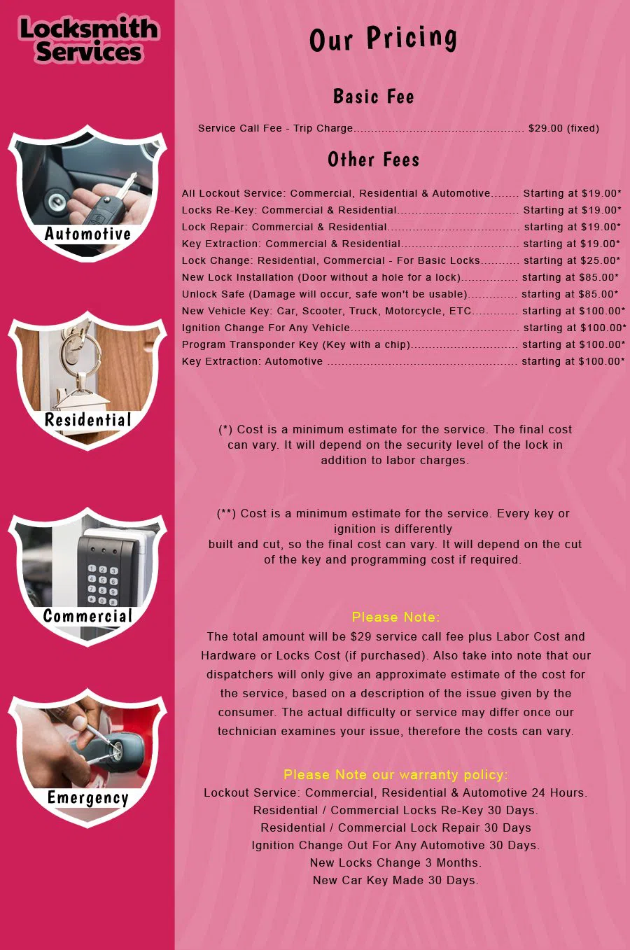 Sea Bright NJ Locksmith Store Sea Bright, NJ 732-629-8182 - price-list-c-18